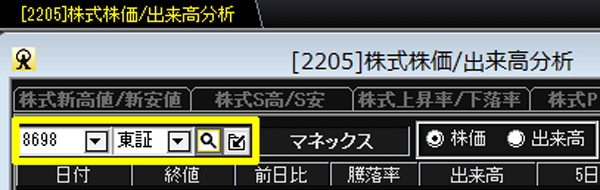 新マネックストレーダー「株式株価／出来高分析」