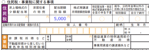 所得税の確定申告書第二表記入例