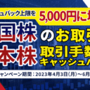 岩井コスモ証券：米国株のお取引で日本株取引手数料キャッシュバックキャンペーン！パワーアップ第2弾