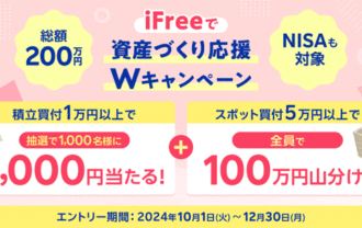 楽天証券：総額200万円！iFreeで資産づくり応援！スポット＆積立Wキャンペーン！